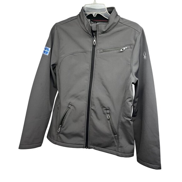 Spyder Transport Polar Gray Softshell Waterproof Zip Up Jacket Medium Pockets - Picture 4 of 9